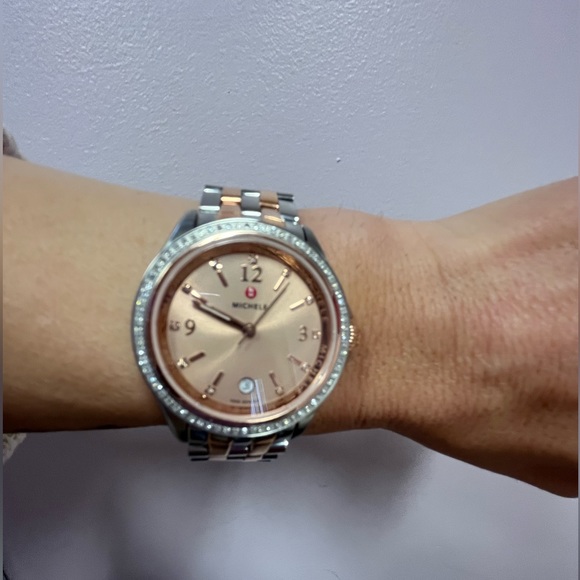 Michele Belmore Diamond Watch with Rose Gold & Stainless Steel Band - Picture 4 of 8